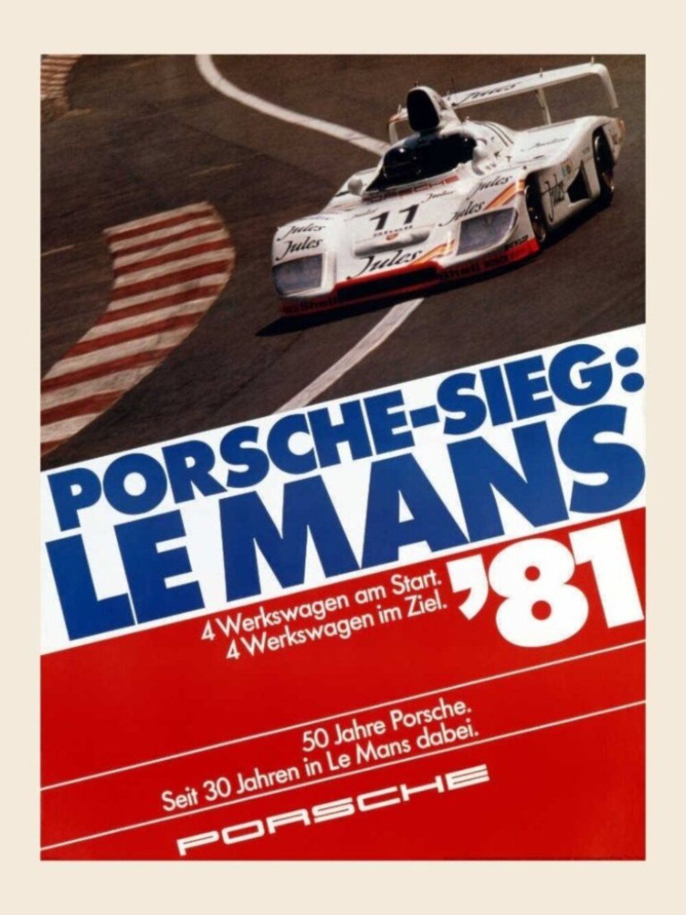 1981 LE MANS PORSCHE AUTO RACING POSTER_